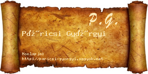 Páricsi Györgyi névjegykártya